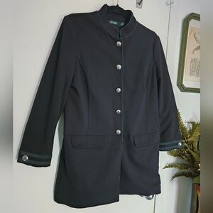 Ralph Lauren Military Style Black Womens Blazer Dress Jacket Silver Buttons